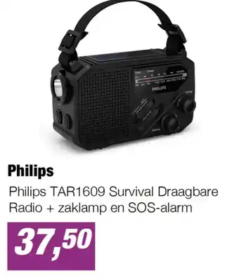 EP Philips TAR1609 Survival Draagbare Radio + zaklamp en SOS-alarm aanbieding