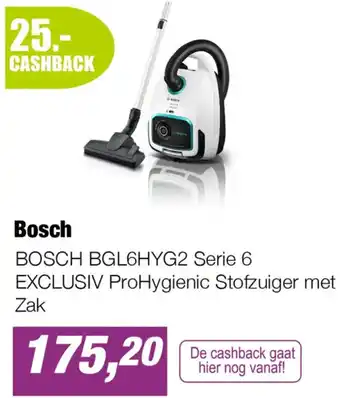 EP Bosch BGL6HYG2 Serie 6 EXCLUSIV ProHygienic Stofzuiger met Zak aanbieding