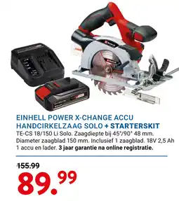 Kluswijs Einhell power x-change accu handcirkelzaag solo + starterskit aanbieding