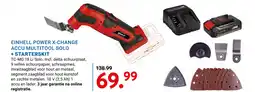 Kluswijs Einhell power x-change accu multitool solo + starterskit aanbieding