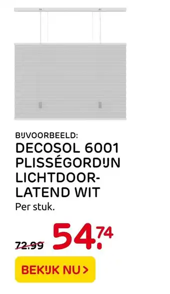 Praxis Decosol 6001 plissegordijn lichtdoor-latend wit per stuk aanbieding