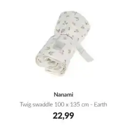 Babypark Nanami Twig swaddle Earth aanbieding
