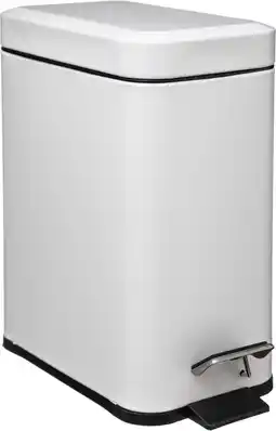 Bol.com 5Five - Prullenbak/pedaalemmer wit rvs metaal 5 liter - 14x29x30 cm aanbieding