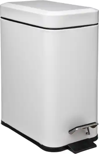 Bol.com 5Five - Prullenbak/pedaalemmer wit rvs metaal 5 liter - 14x29x30 cm aanbieding