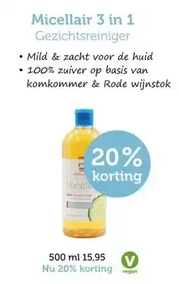 De Rode Pilaren Micellair 3 in 1 Gezichtsreiniger aanbieding
