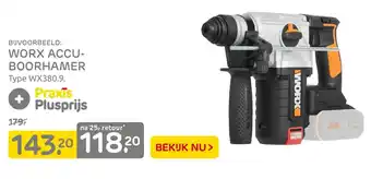 Praxis Worx accuboorhamer type WX380.9. aanbieding