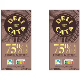 Albert Heijn Delicata Reep puur 75% cacao 2-pack aanbieding
