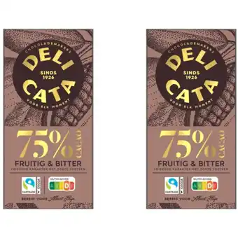 Albert Heijn Delicata Reep puur 75% cacao 2-pack aanbieding