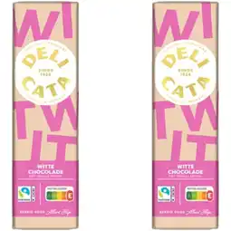 Albert Heijn Delicata Reep witte choc met vanille aroma 2-pack aanbieding