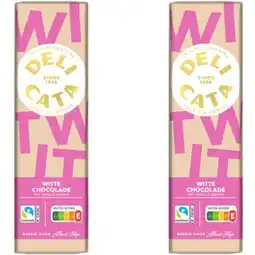 Albert Heijn Delicata Reep witte choc met vanille aroma 2-pack aanbieding
