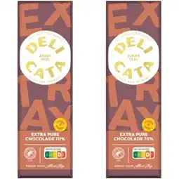 Albert Heijn Delicata Reep extra pure chocolade 70% 2-pack aanbieding