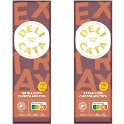 Albert Heijn Delicata Reep extra pure chocolade 70% 2-pack aanbieding