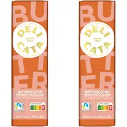 Albert Heijn Delicata Reep melkchocolade butterscotch 2-pack aanbieding