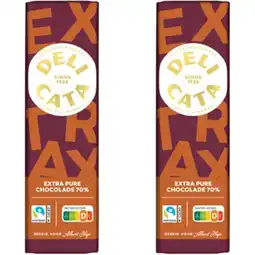 Albert Heijn Delicata Reep extra pure chocolade 70% 2-pack aanbieding
