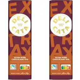 Albert Heijn Delicata Reep extra pure chocolade 70% 2-pack aanbieding