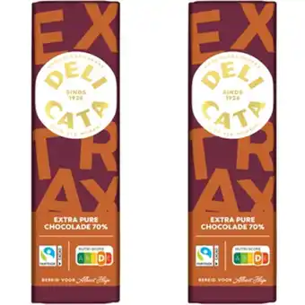 Albert Heijn Delicata Reep extra pure chocolade 70% 2-pack aanbieding
