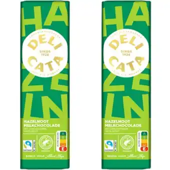 Albert Heijn Delicata Reep melkchocolade hazelnoot 2-pack aanbieding