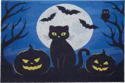 Intratuin Intratuin rubber mat zwarte kat blauw 60 x 40 cm aanbieding