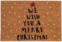 Intratuin Mica Decorations kokosmat merry christmas bruin / rood 60 x 40 cm aanbieding