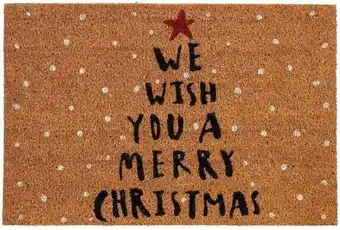 Intratuin Mica Decorations kokosmat merry christmas bruin / rood 60 x 40 cm aanbieding