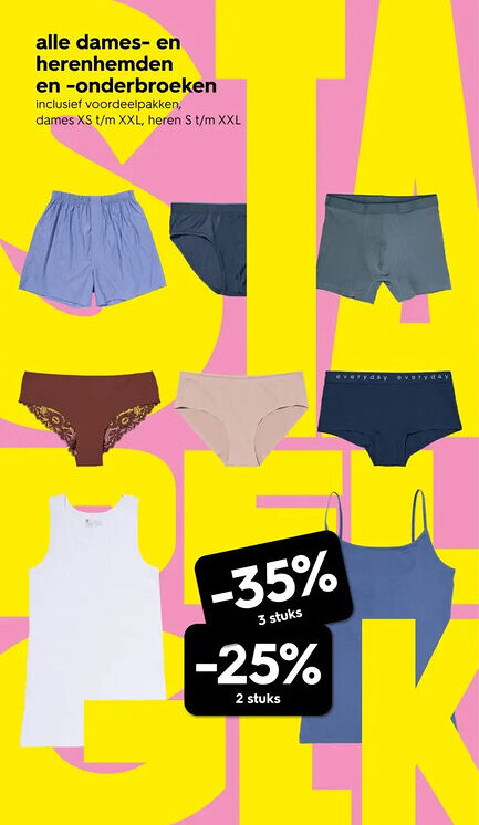 HEMA Alle dames en herenhemden en onderbroeken aanbieding