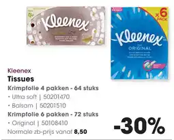 HANOS Kleenex Tissues aanbieding
