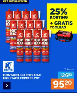BOUWMAAT Montagelijm poly max high tack express wit aanbieding