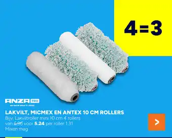 BOUWMAAT Lakvilt, micmex en antex 10 cm rollers aanbieding