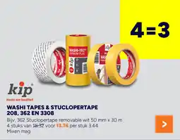 BOUWMAAT Washi tapes & stuclopertape 208, 362 en 3308 aanbieding