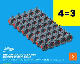 BOUWMAAT Inbouwdoos u40 en u50 klemvast 5/8 grijs aanbieding