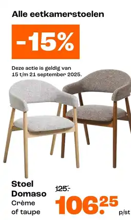Kwantum Stoel Domaso Crème of taupe aanbieding