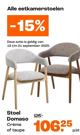 Kwantum Stoel Domaso Crème of taupe aanbieding
