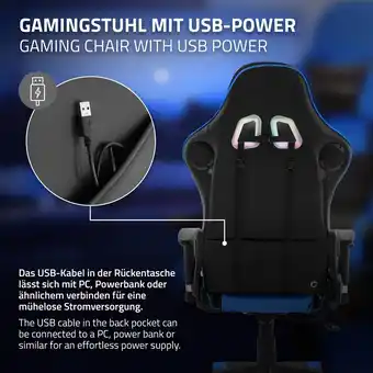 Bol.com Gaming stoel met RGB-verlichting en Bluetooth-boxen Zwart/Blauw in kunstleer ML-Design aanbieding