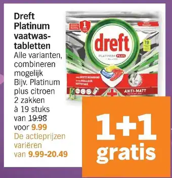 Albert Heijn Dreft platinum vaatwas-tabletten aanbieding