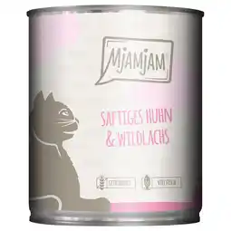 Zooplus 6x 800g MjAMjAM Sappige kip en wilde zalm nat kattenvoer aanbieding