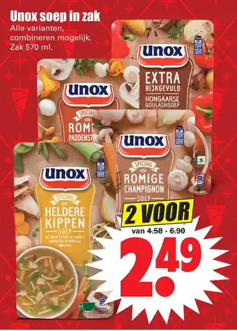 Dirk Unox soep in zak aanbieding