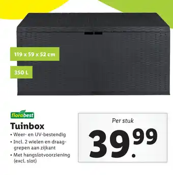 Lidl Florabest Tuinbox 119*59*52cm 350L aanbieding