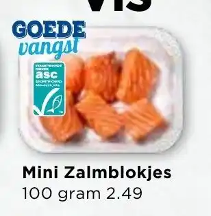 Vomar Voordeelmarkt Mini Zalmblokjes 100g aanbieding