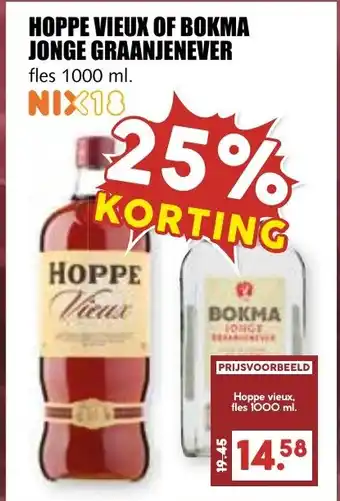De Boerenschuur Hoppe vieux of bokma jonge graanjenever aanbieding