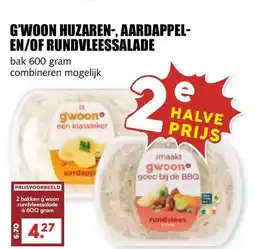 De Boerenschuur G'woon huzaren, aardappel en of rundvleessalade aanbieding