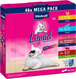 Welkoop Vitakraft Liquid Snack - Kattensnack - 48 stuks - Zalm - Kip - 720gram aanbieding