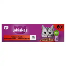 Welkoop Whiskas Classic Meals in Gelei - Kattenvoer - 60x85 gram - Rund - Kip - 5,1kg aanbieding