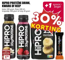 De Boerenschuur Hipro proteïne drink, kwark of reep aanbieding