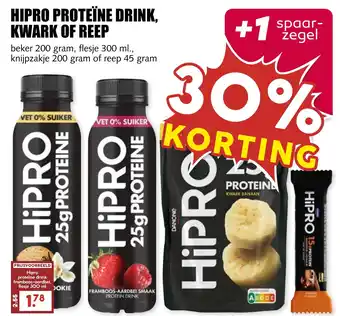 De Boerenschuur Hipro proteïne drink, kwark of reep aanbieding