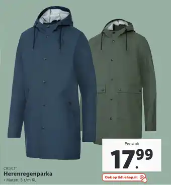 Lidl CRIVIT Herenregenparka aanbieding