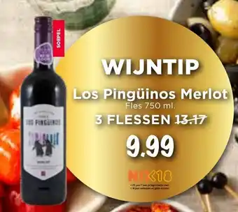 Vomar Voordeelmarkt Los Pinguinos Merlot 750ml aanbieding