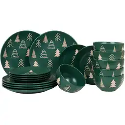 Action Kerstserviesset met kerstboom - groen aanbieding