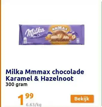 Action Milka Mmmax Chocolade Karamel & Hazelnoot aanbieding