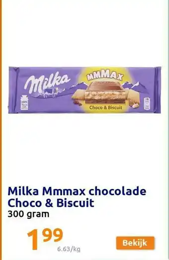 Action Milka Mmmax Chocolade Choco & Biscuit aanbieding