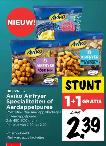 Vomar Voordeelmarkt Aviko Airfryer Specialiteiten Of Aardappelpuree 1+1 Gratis aanbieding